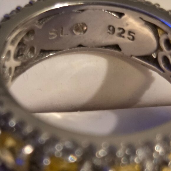 Suzy Levian Sterling Silver CZ Yellow and White Modern Eternity Band - 6 - Picture 6 of 7